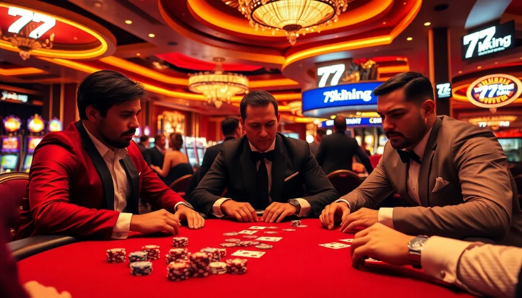 Exciting poker game at 79king casino with players engaged in strategic bets.